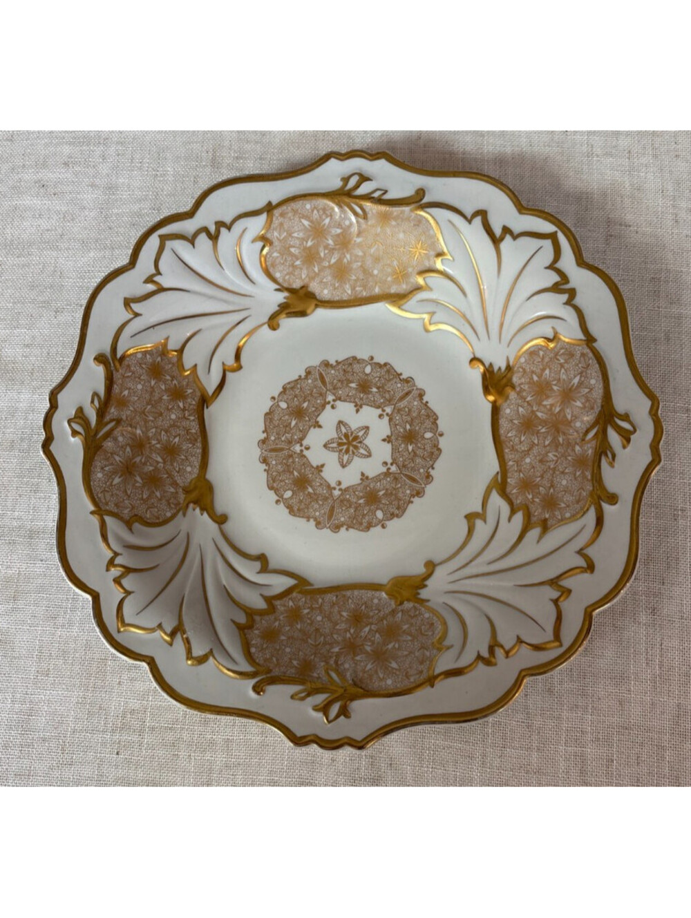 Vintage rare yellow Weinmar Porzellan motif Jutta round service plate 12 1/2"